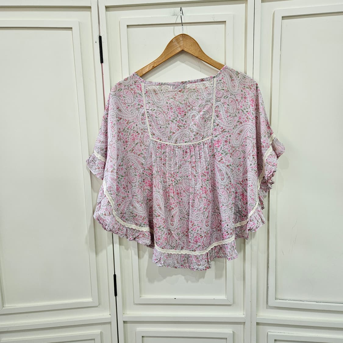 핑크 플라워 페이즐리 케이프블라우스 상품이미지5