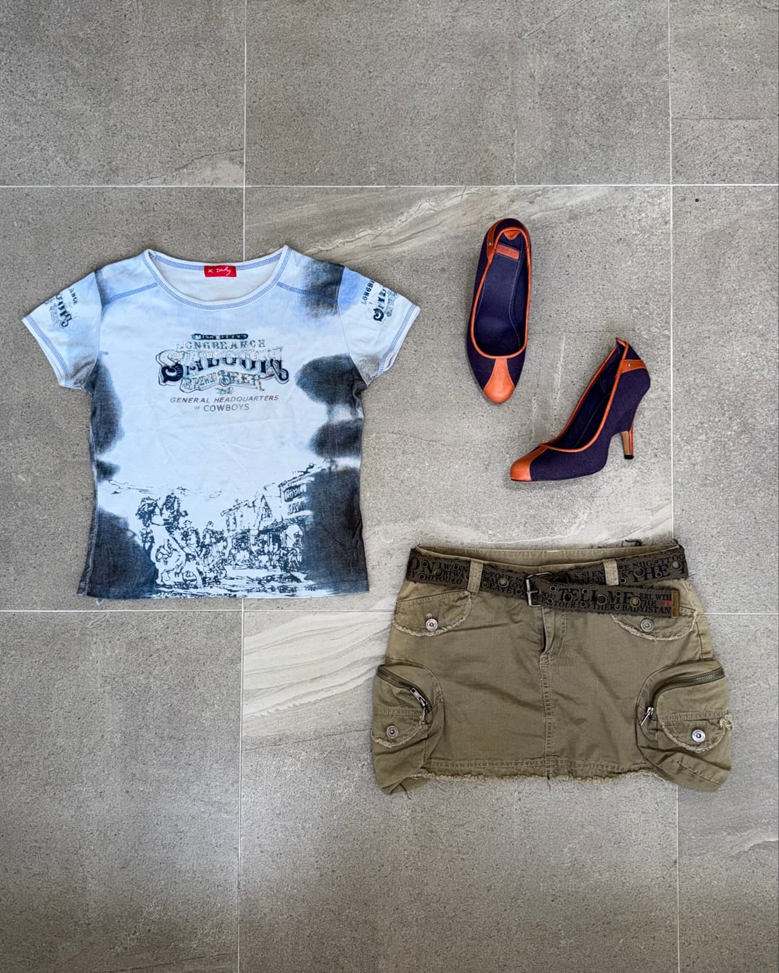 Mute blue vintage graphic half t  상품이미지1