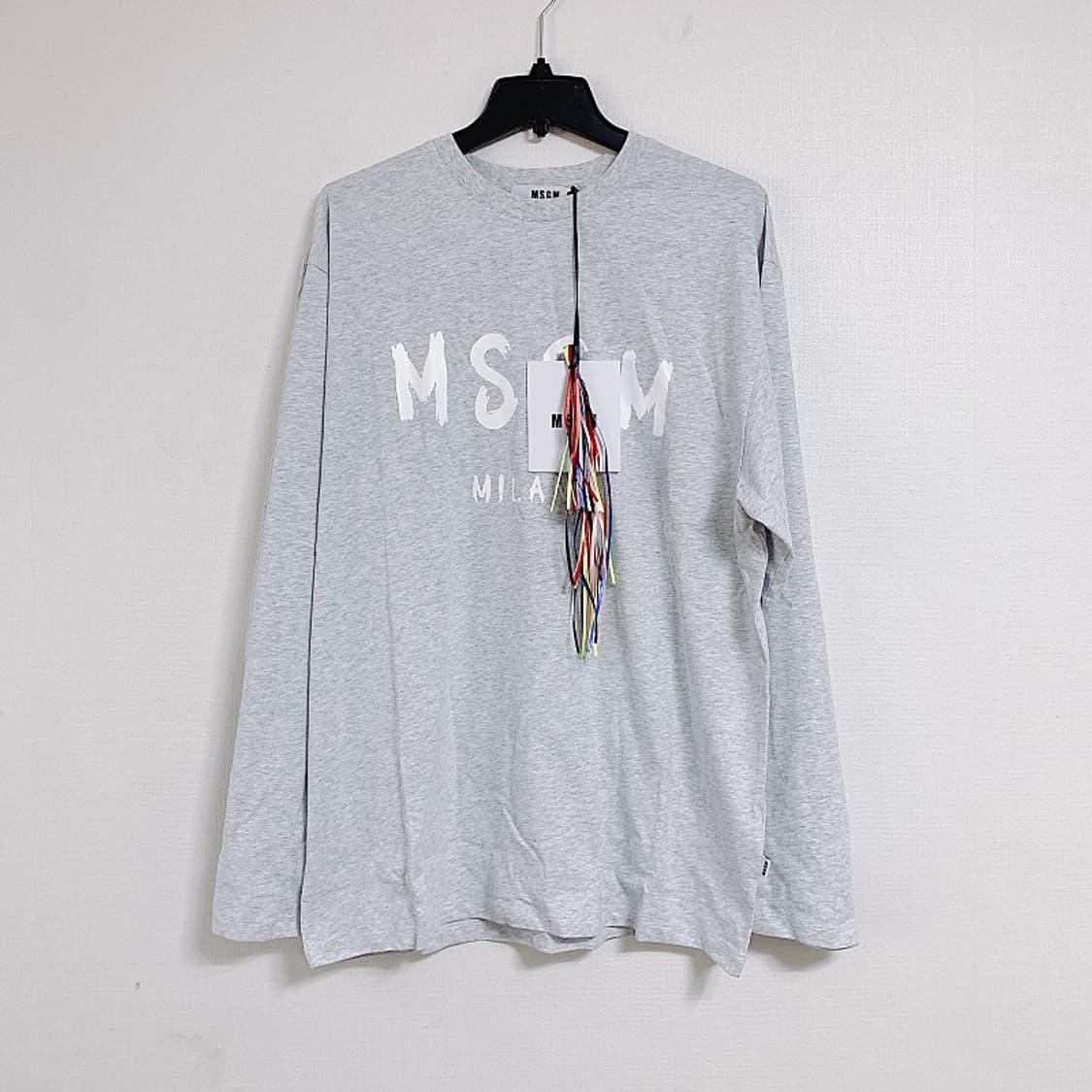 MSGM 남성 그레이 브러쉬 로고 롱 슬리브 상품이미지1