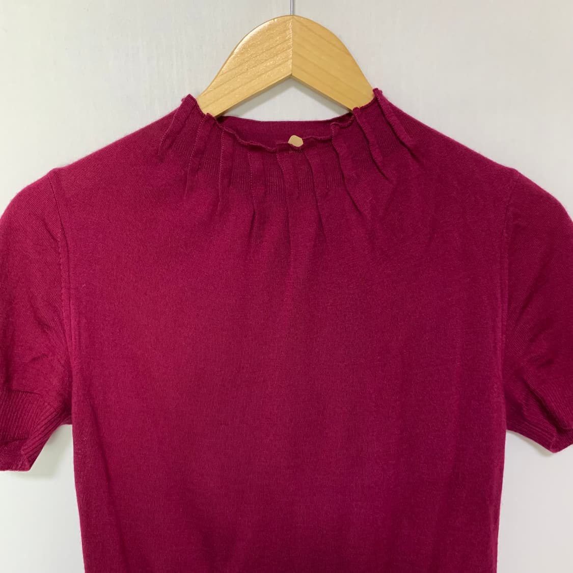 아쿠아스큐텀 빈티지 반팔 캐시미어 혼용 니트 탑 마젠타 버건디 상품이미지3