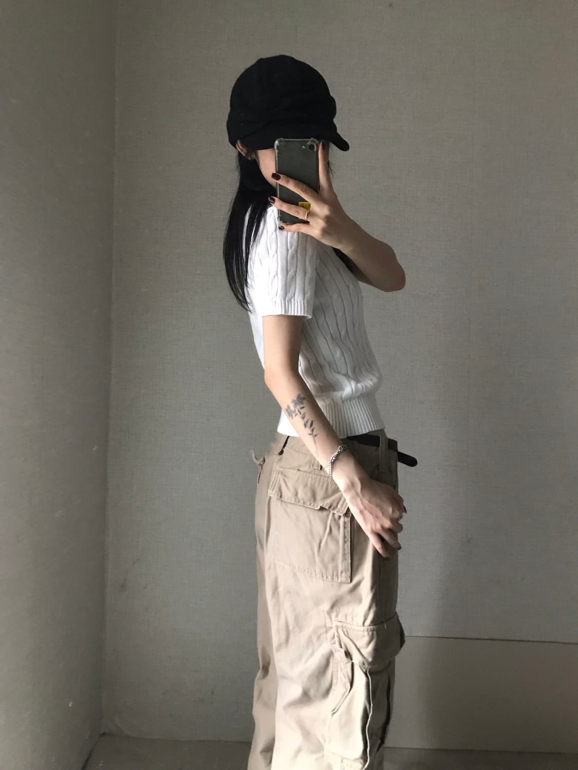 폴로 화이트 케이블 반팔니트 상품이미지3