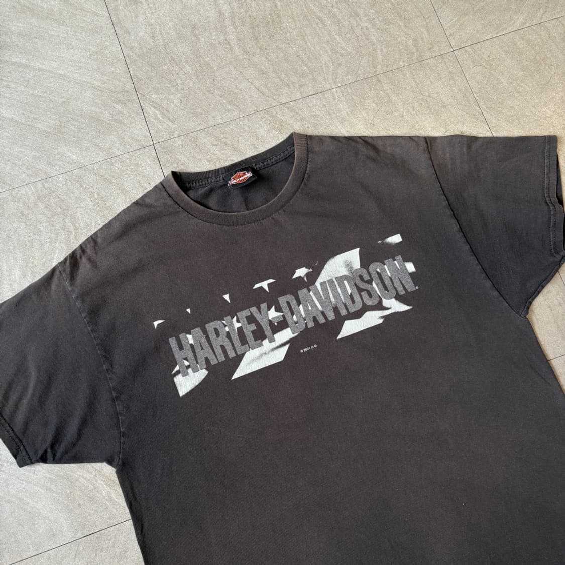 할리데이비슨 정품 페이딩 블랙 반팔 티셔츠 반팔티 상품이미지2
