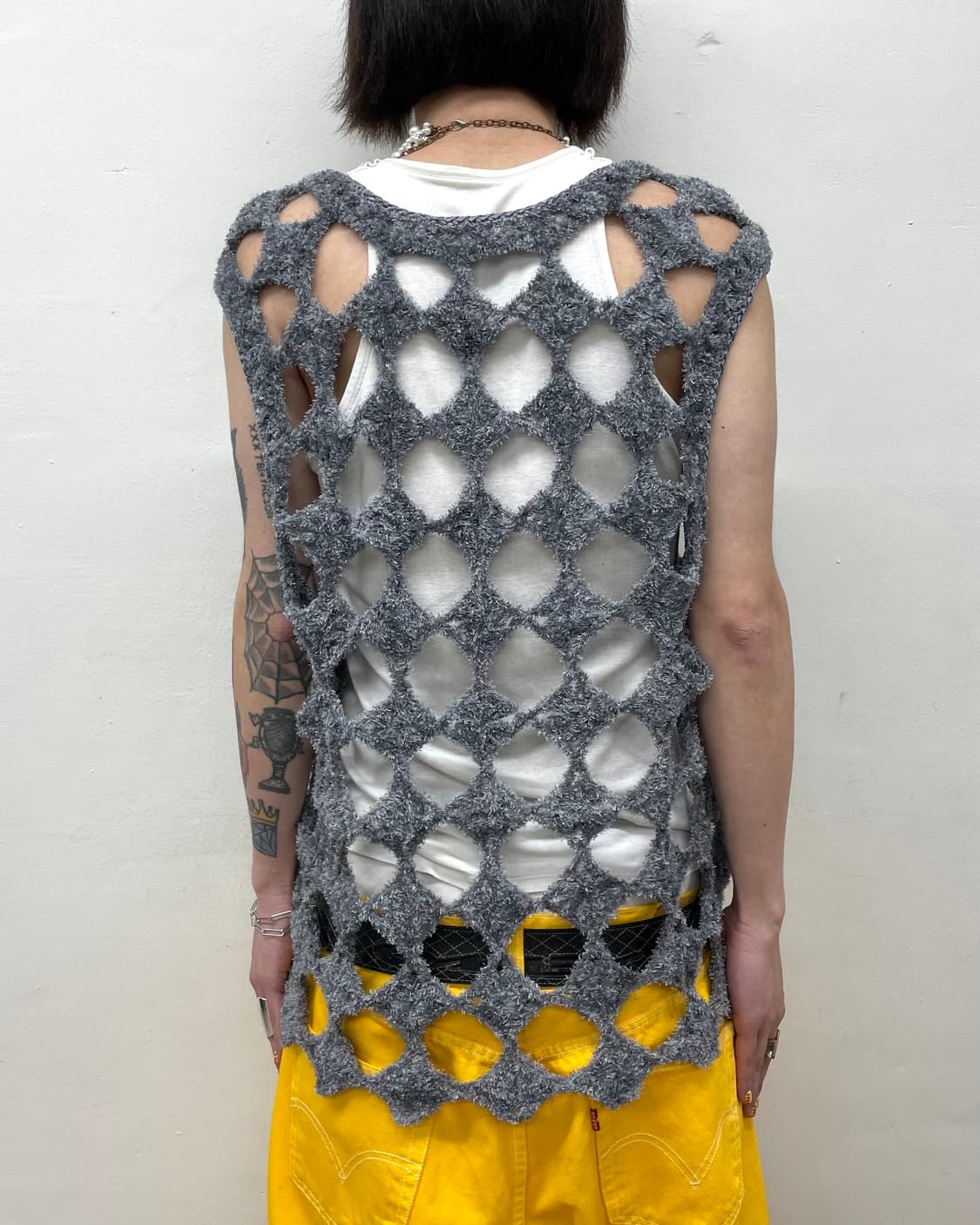 Grey Punching Diamond Fur Vest 상품이미지2