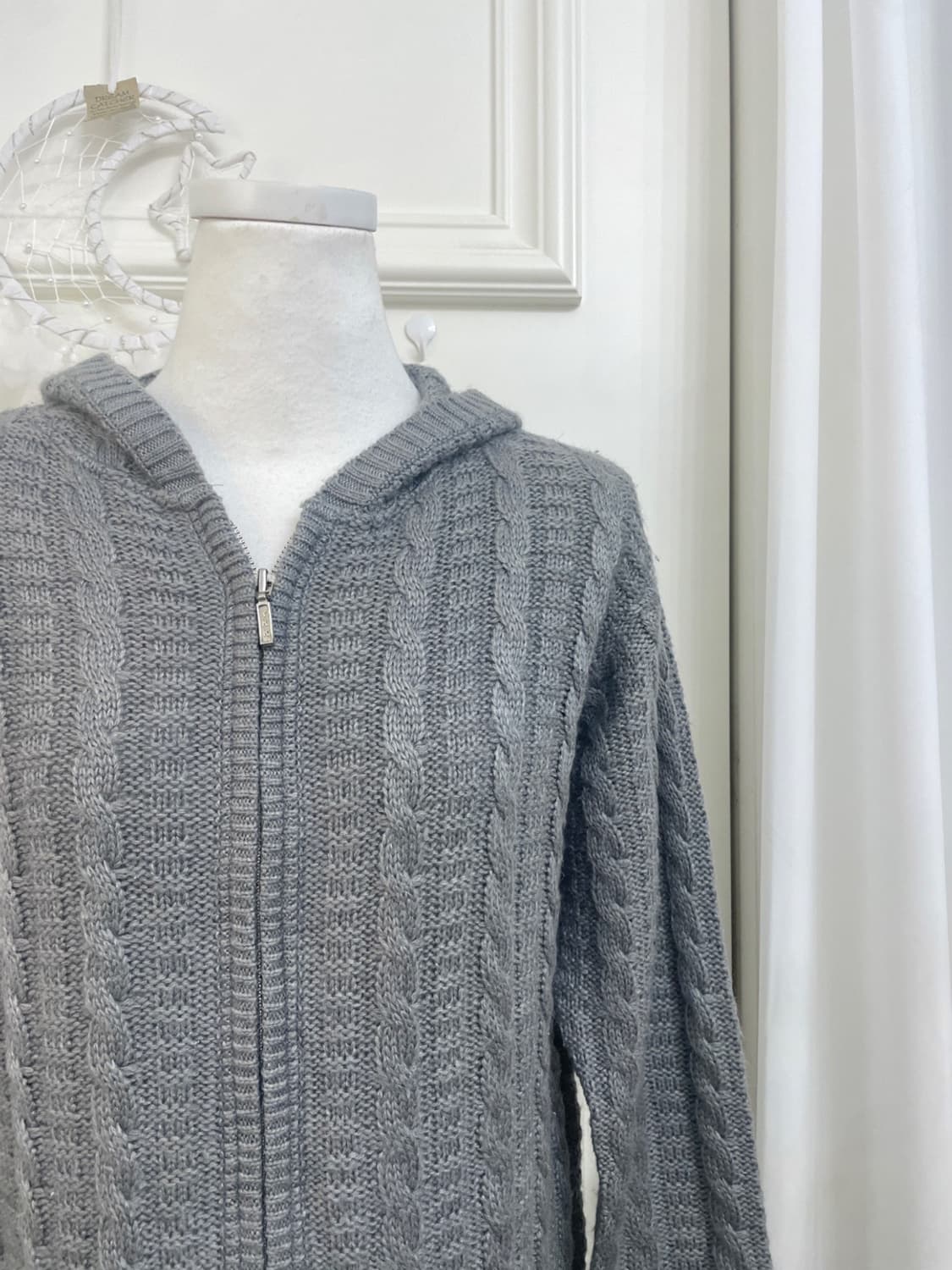 charcoal gray twist basic knit hoodie-zi 상품이미지6