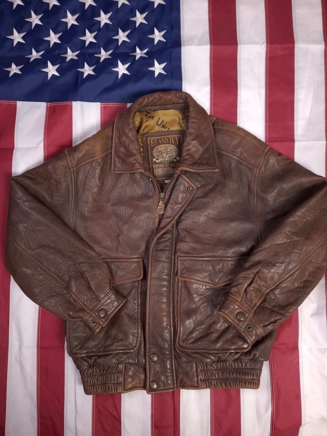 80's 국내산 빈티지 리얼레더 항공자켓 상품이미지1