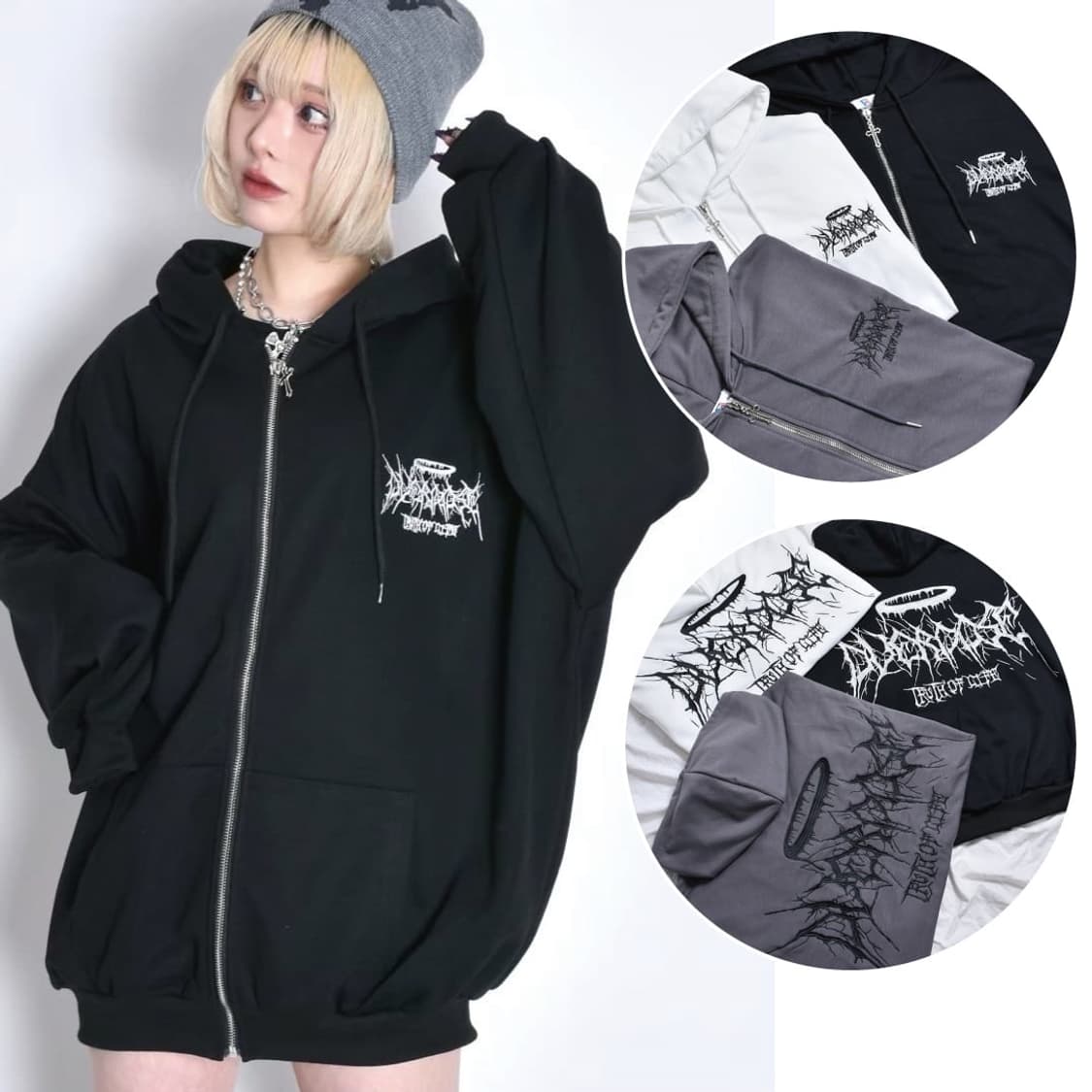 볼칸 서브컬쳐 자수 로고 후드집업 양산형 지뢰계 빈티지 레플렘 상품이미지1