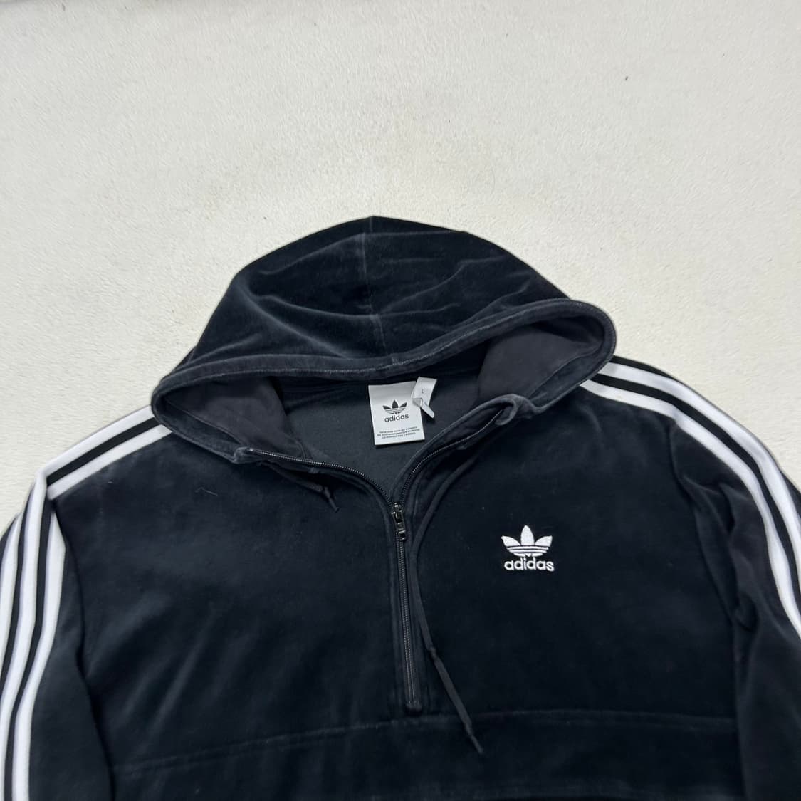 Adidas black cozy velour half-zip hoodie 상품이미지5