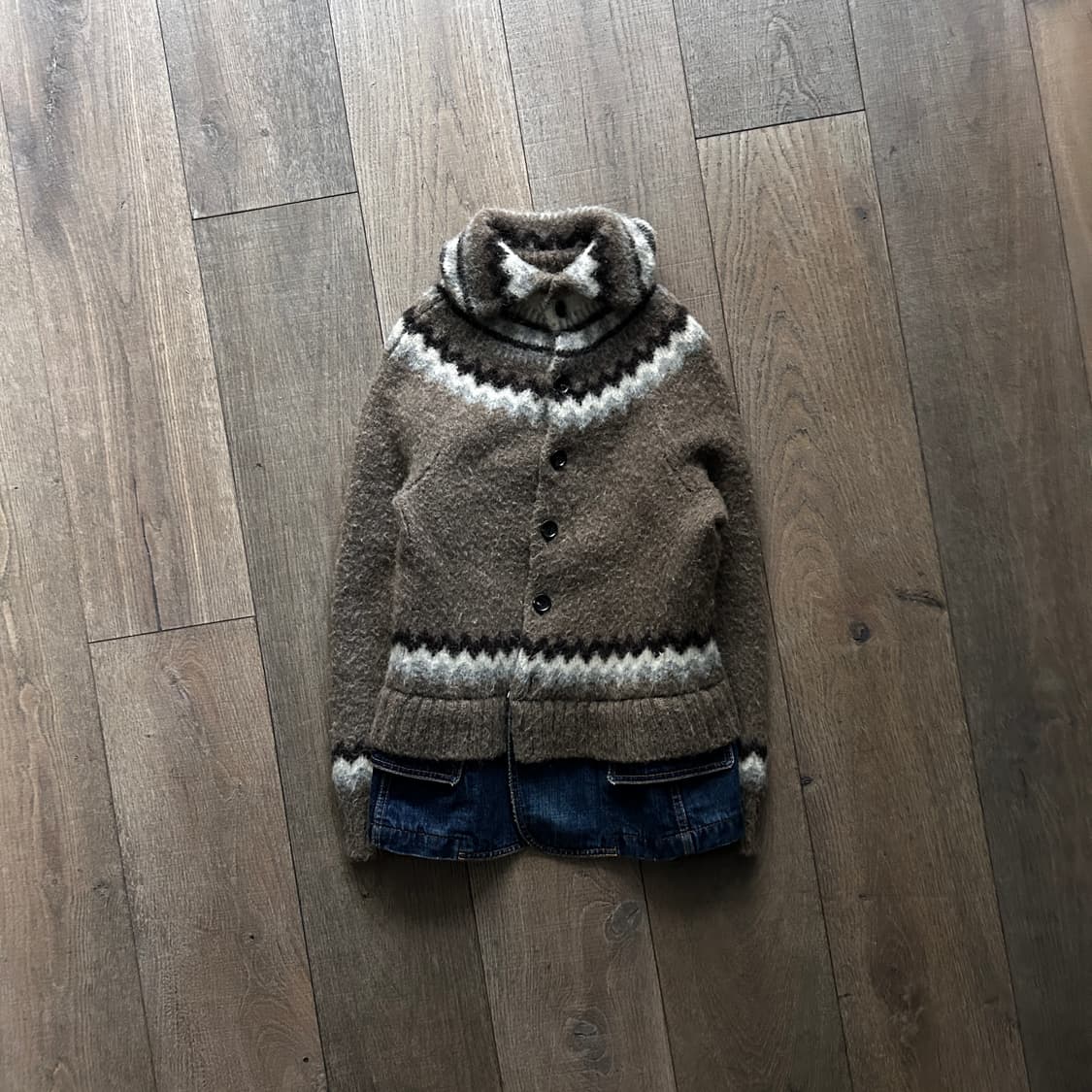 Denim Docking Nordic Knit Jacket 상품이미지1