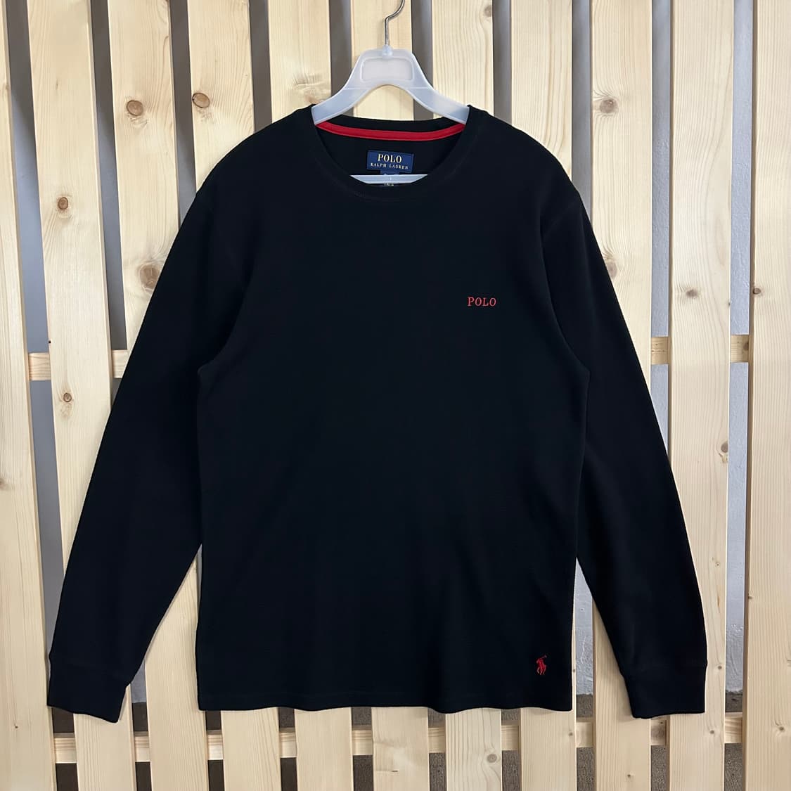 (M) 폴로 랄프로렌 블랙 와플 롱슬리브 티셔츠 상품이미지1