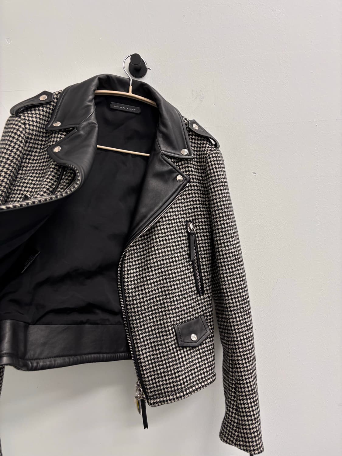 쥬세페 자노티 하운즈투스 체크 콤비 레더 라이더 자켓 상품이미지3