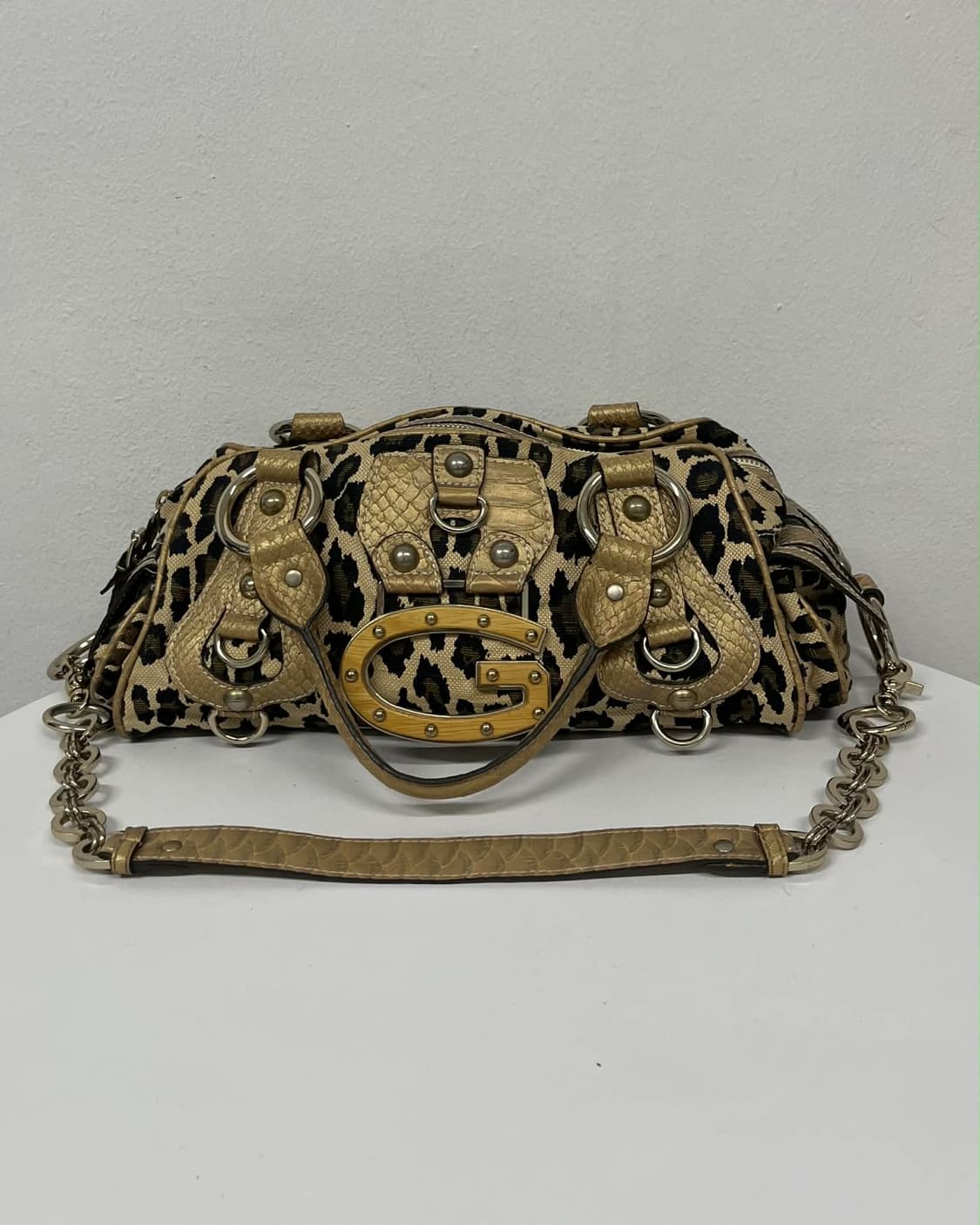 게스 빈티지 레오파드 G버클 체인 토트백 숄더백 상품이미지1