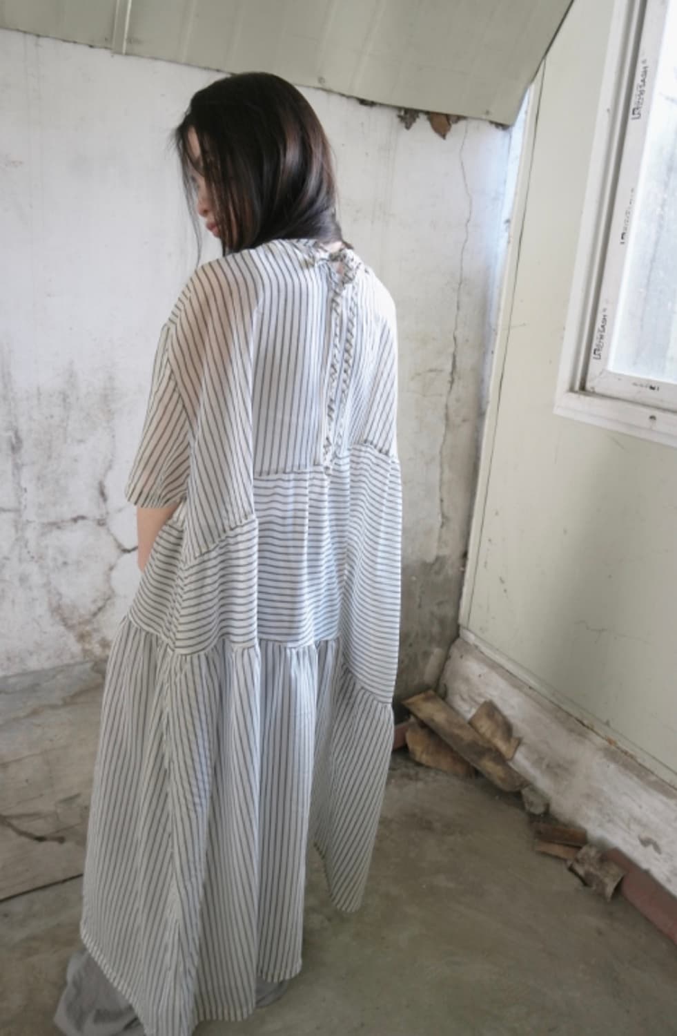 에프터먼데이 see-through stripe dress 상품이미지5