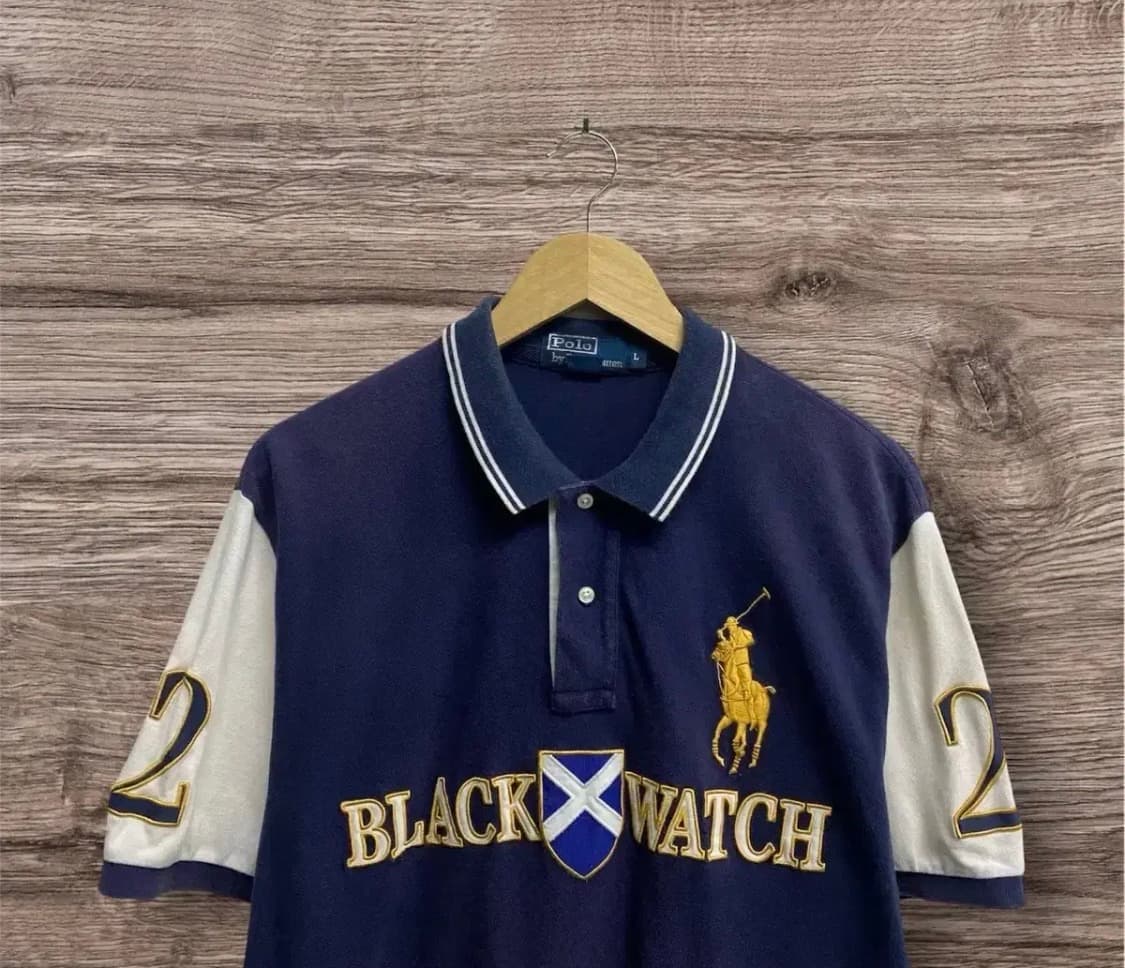 폴로 블랙와치라인 골드 빅포니 피케 반팔티 L 상품이미지2