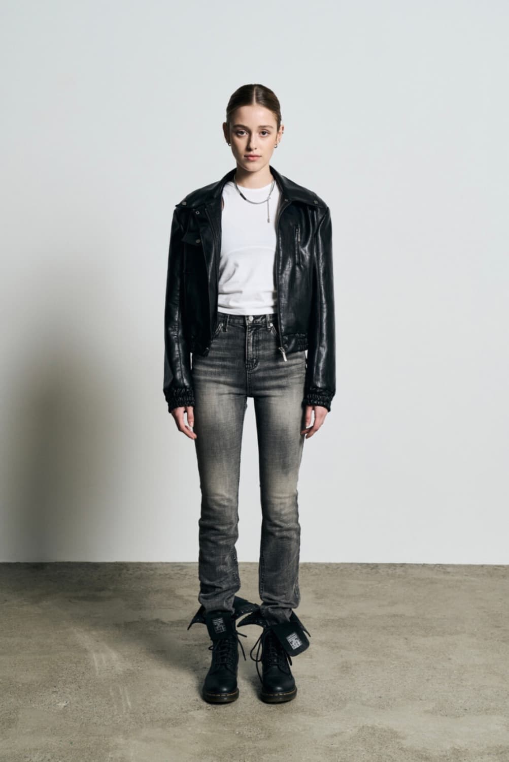 보헤미안서울 하이웨스트 스트레이트 팬츠, 그레이 상품이미지3