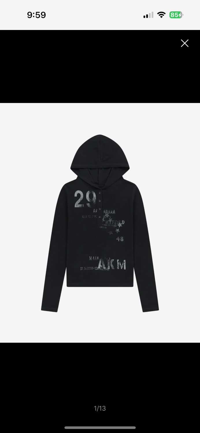 아캄 Numbering Hooded Long Sleeve 1사이즈 블랙 상품이미지1