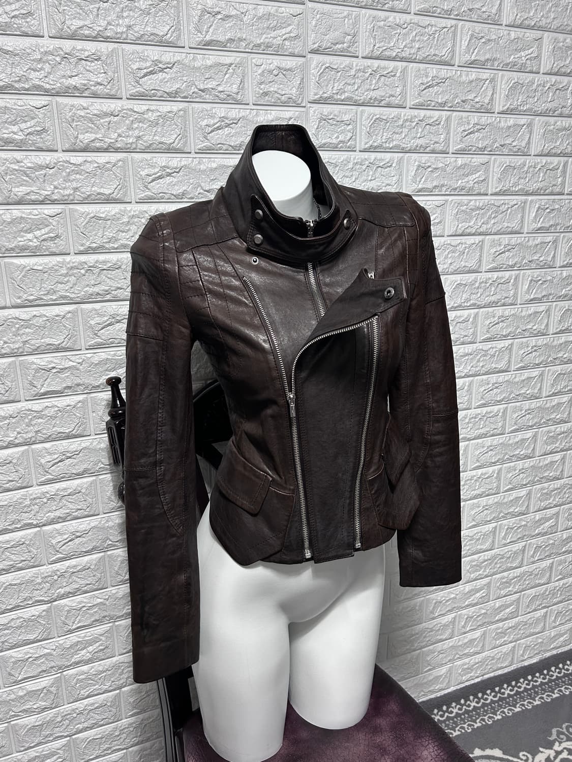 멀티 지퍼 판넬 레더 자켓 상품이미지5