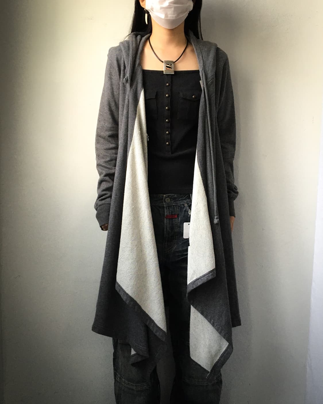 Zucca drape open hood cardigan 상품이미지1