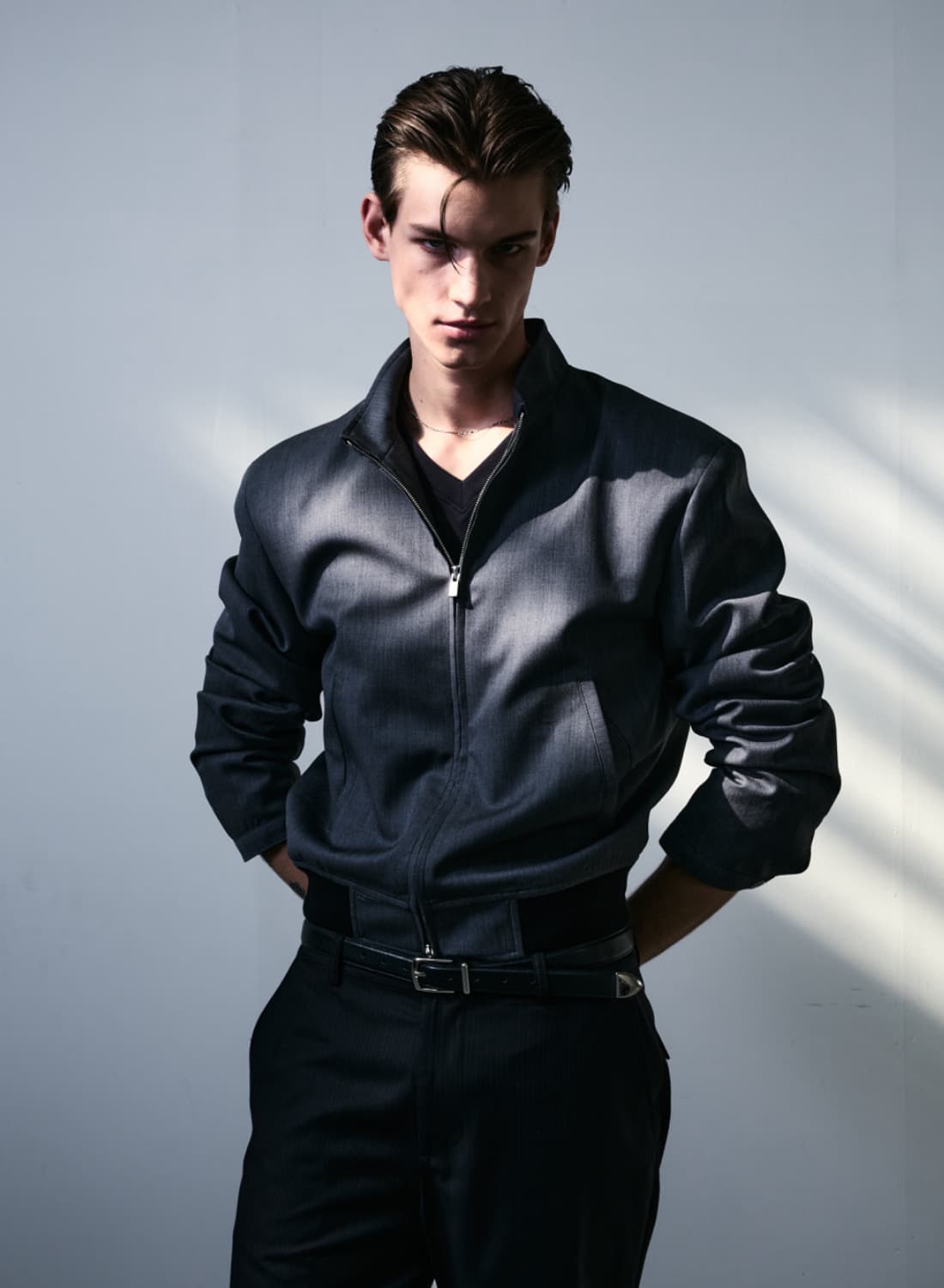 헬렛 26ss 로우넥 블루종 그레이 M 상품이미지1