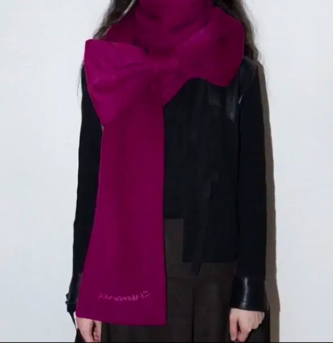 핀쿠노마루 리본 머플러 딥 마젠타 상품이미지1