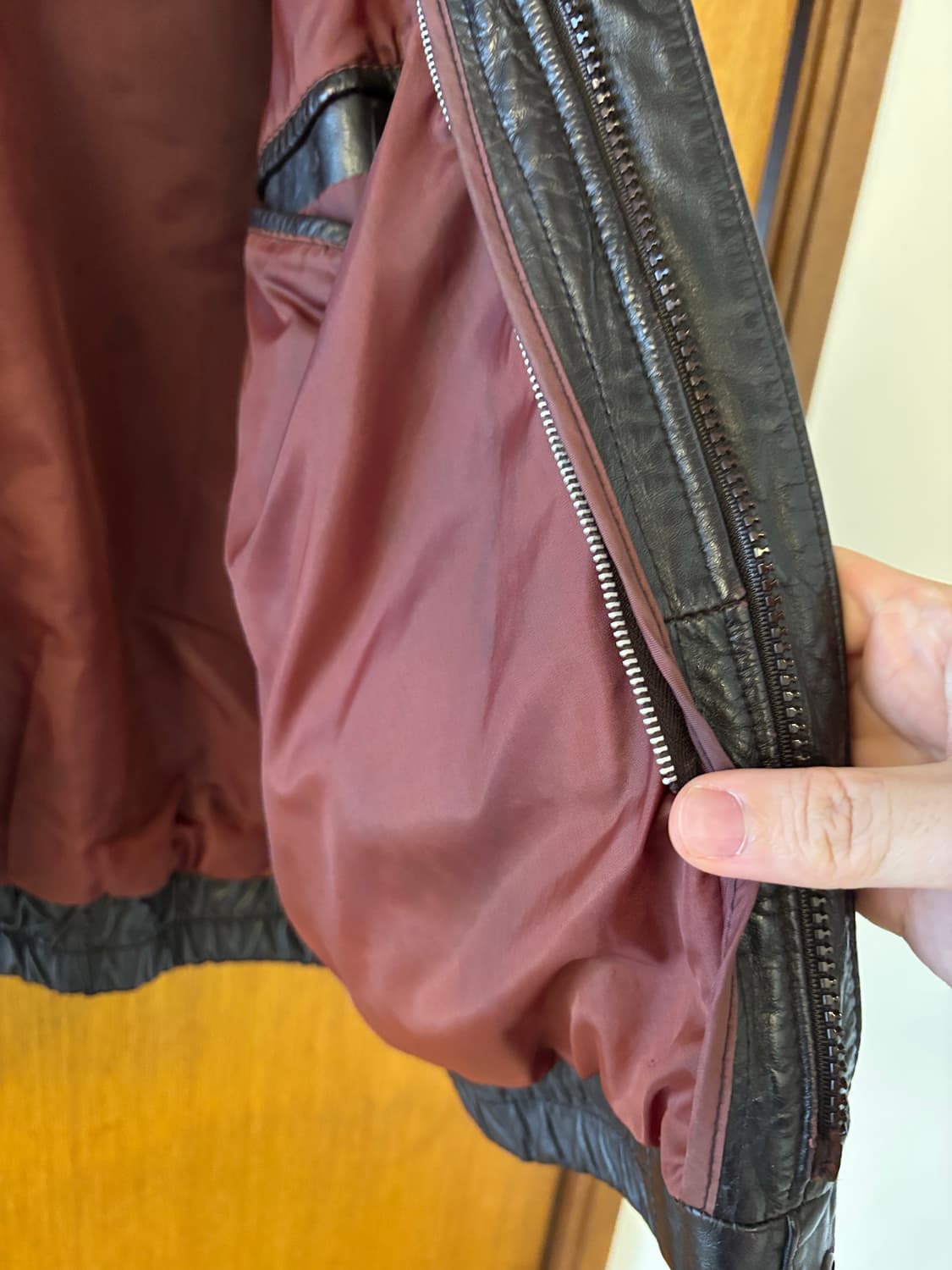 빈티지 가죽 블랙 봄버 자켓 상품이미지5