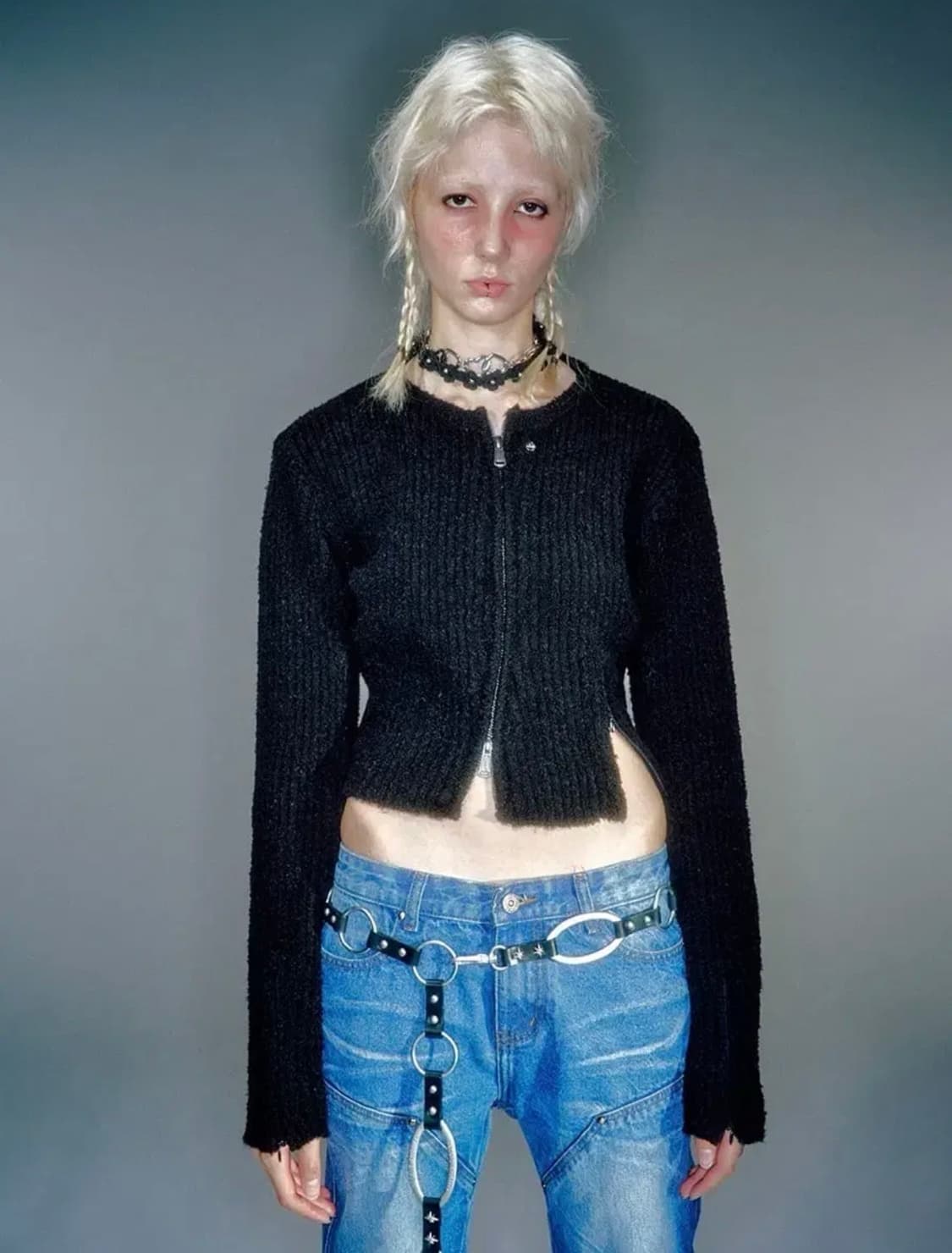 베이컨트 아카이브 니트 집업 가디건 블랙 m 상품이미지1