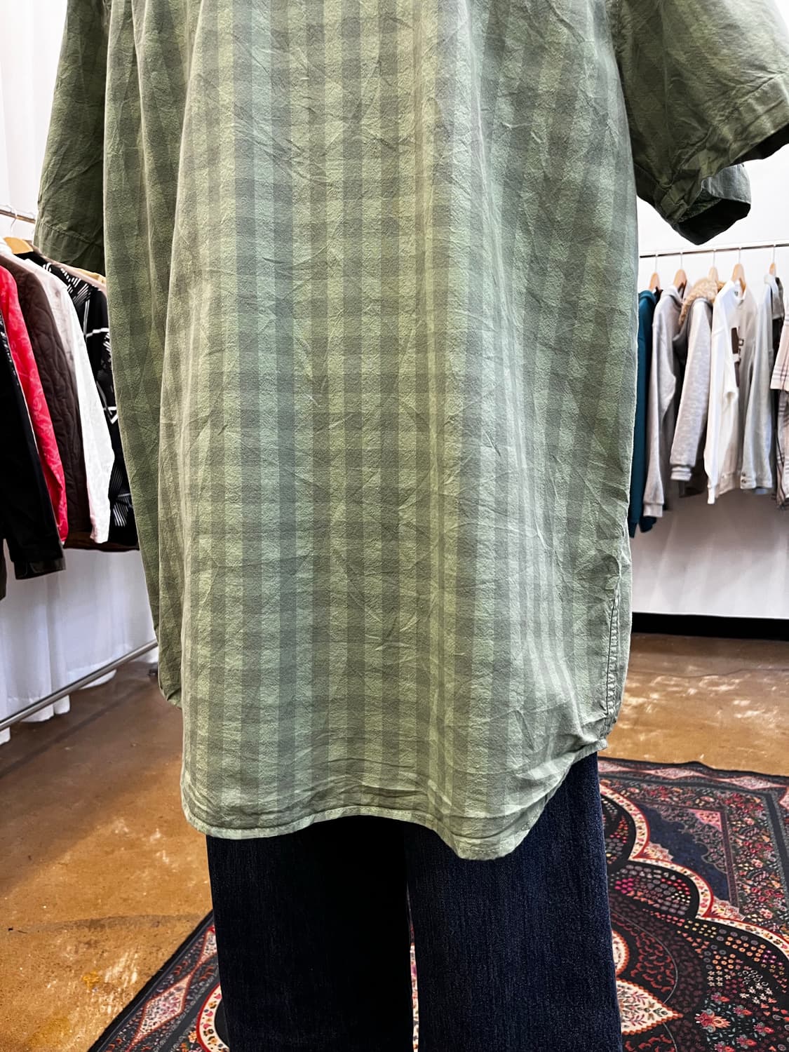 칼하트 더블 포켓 체크 반팔 셔츠 그린 상품이미지7