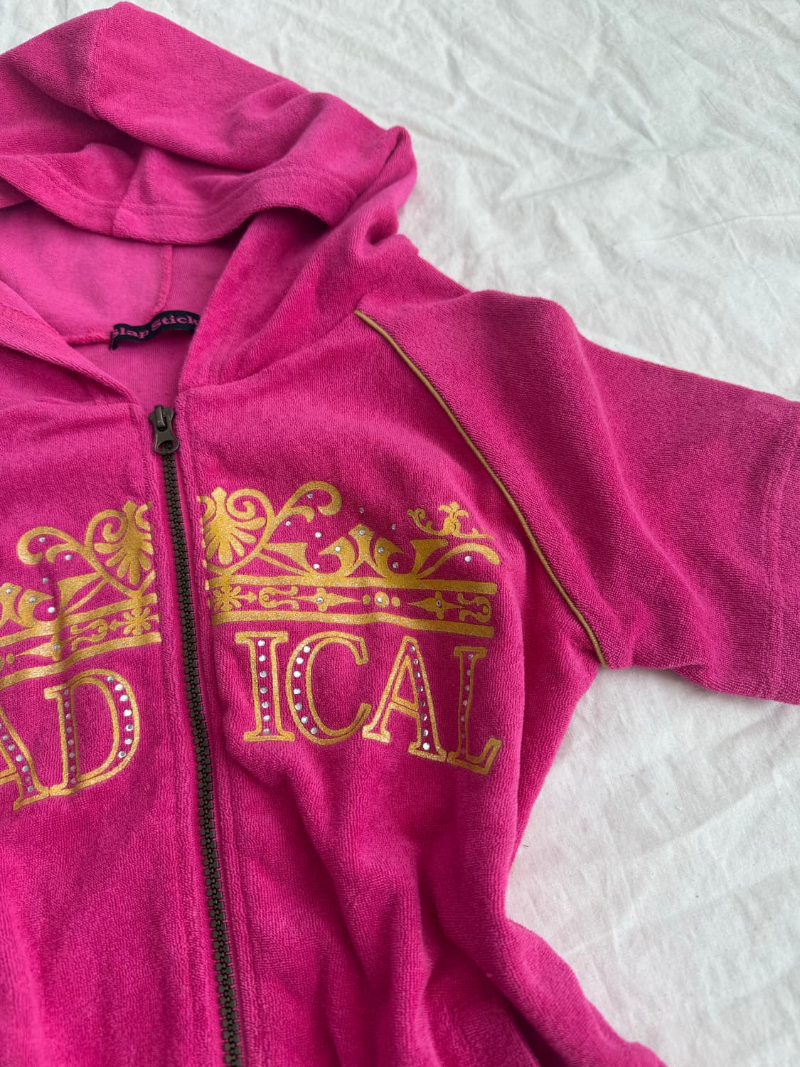 갸루 나나펑크 y2k 핫핑크 태리 반팔 후드집업 상품이미지4