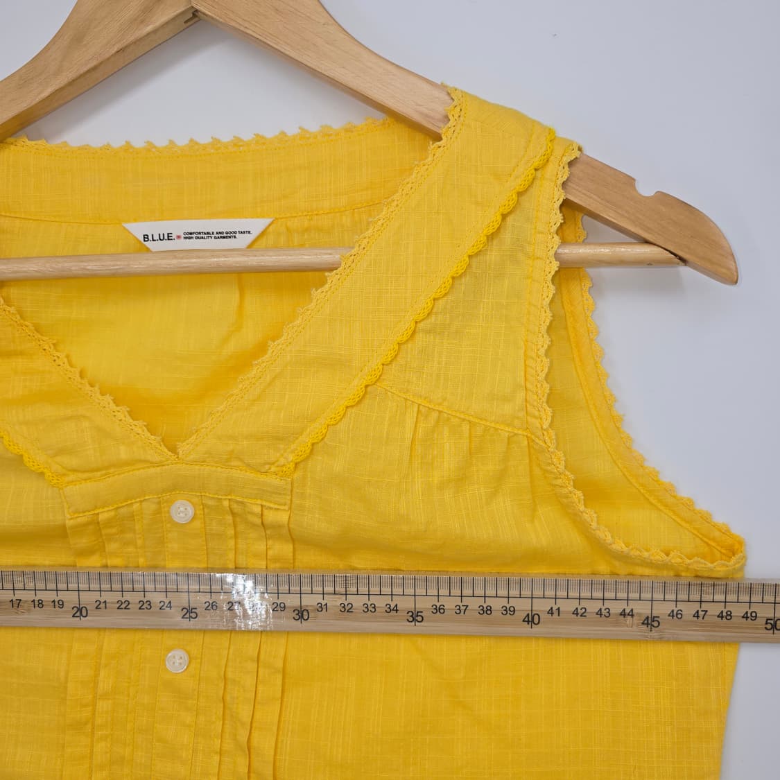 일본 빈티지 B.L.U.E. 옐로우 민소매 블라우스  상품이미지5