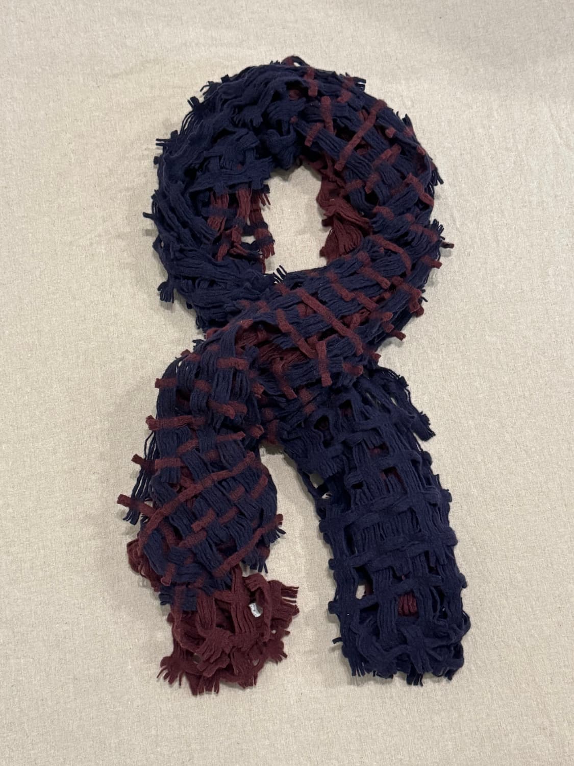 요지야마모토 그물 바이컬러 울 머플러 상품이미지2