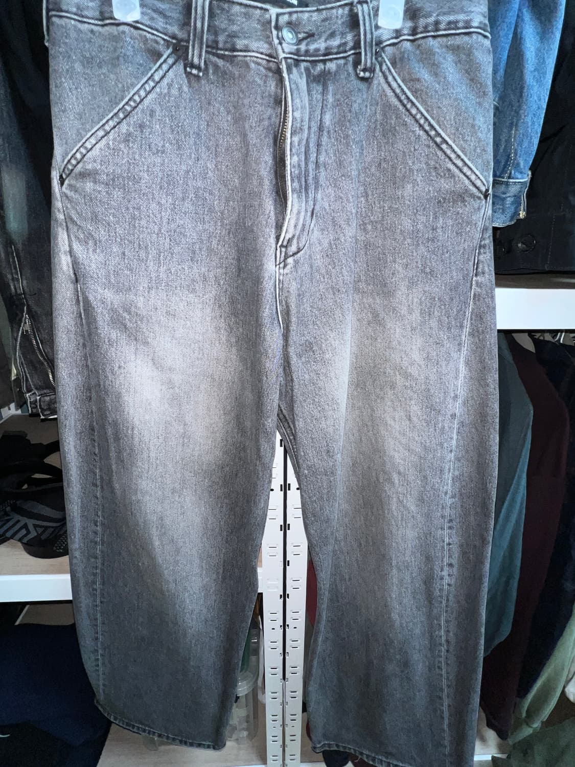 해칭룸 와이드 커브진 워시드 블랙 2(S) 사이즈 상품이미지3