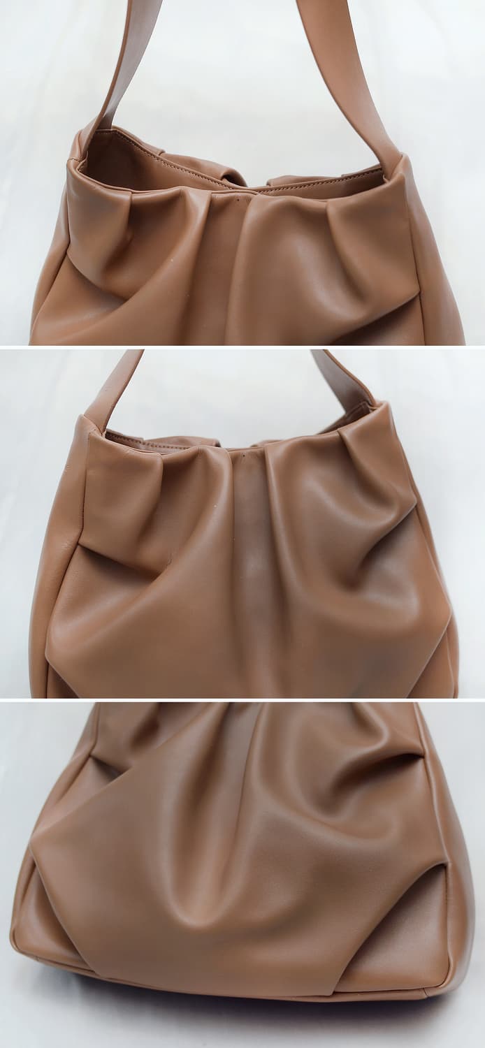 호제 (hoze) 개비 탄브라운 복스레더 카프스킨 셔링 숄더백 상품이미지4