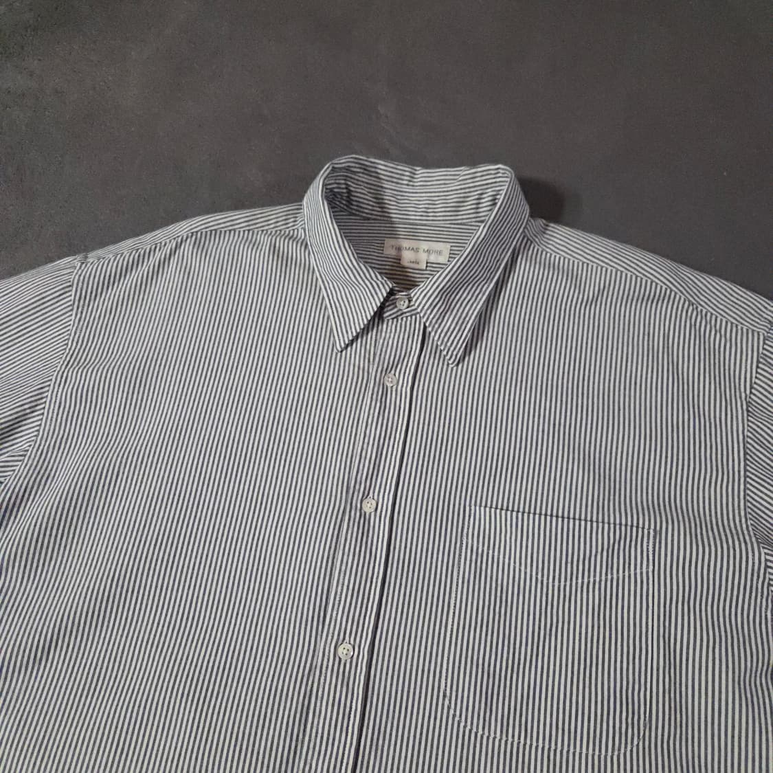 토마스모어 프렌치 스트라이프 셔츠 L 네이비 상품이미지5