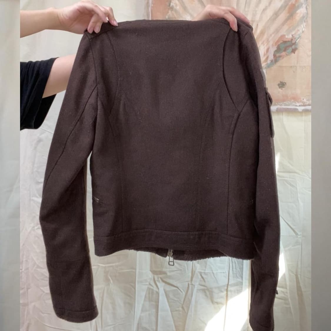 브라운 그런지 울 혼방 보아 자켓 (클리닝완료) 상품이미지2