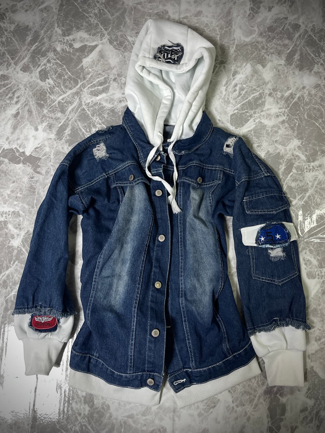 patchwork denim hoody jacket 상품이미지1