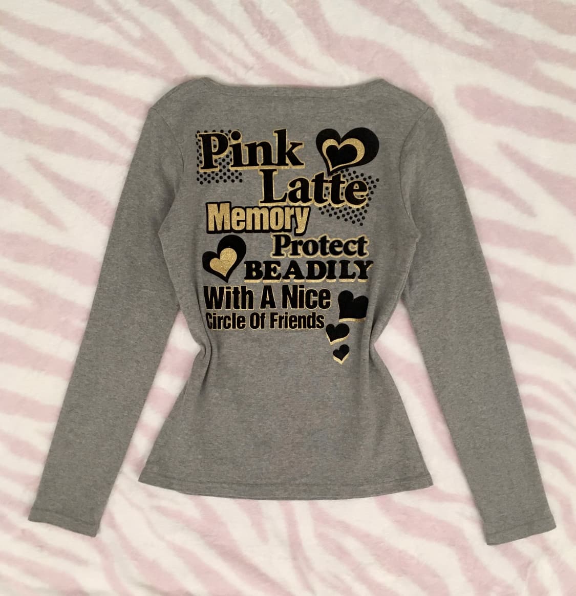 그레이 레오파드 퍼 하트 큐빅 레터링 티셔츠 갸루 y2k 상품이미지5