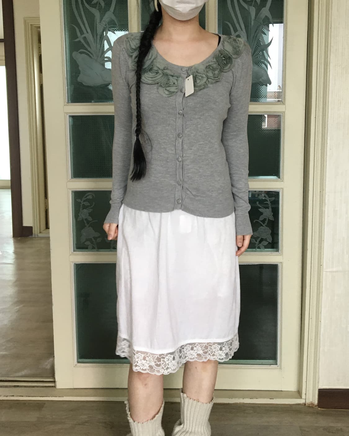 Corsage point knit cardigan 상품이미지1