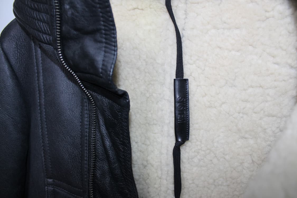 SYSTEM HOMME 하이넥 램스킨 시어링 후드 레더 자켓 상품이미지9