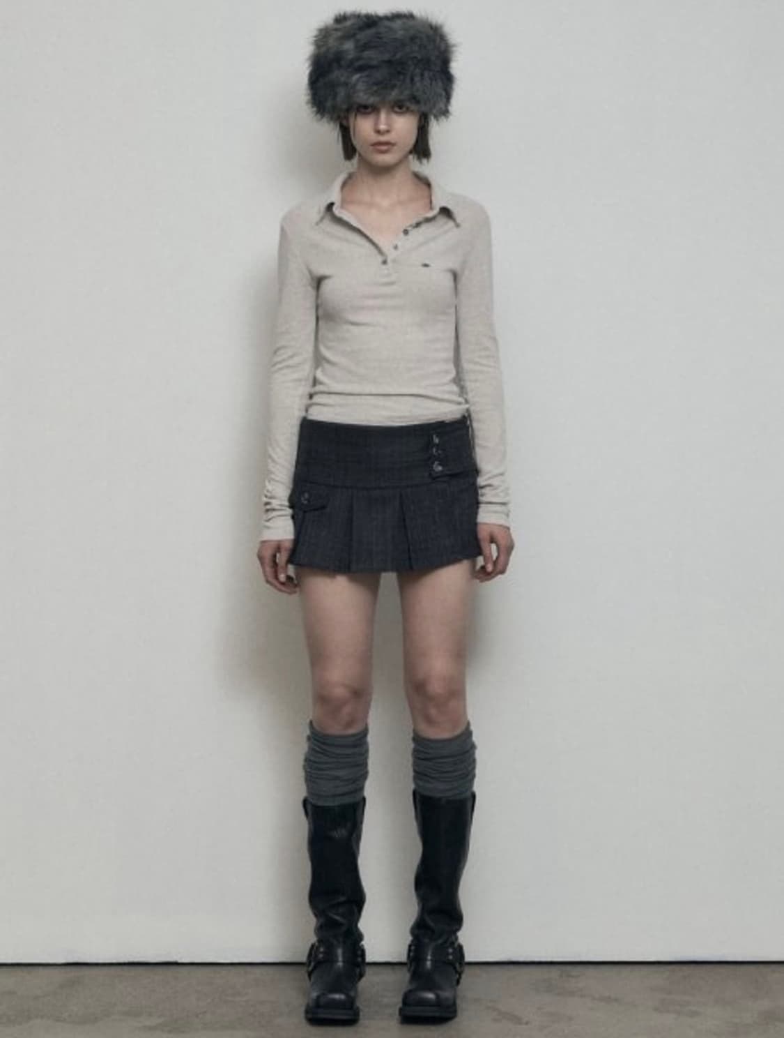 보헤미안 서울 보헴서 플리츠 랩스커트 그레이 2 상품이미지1