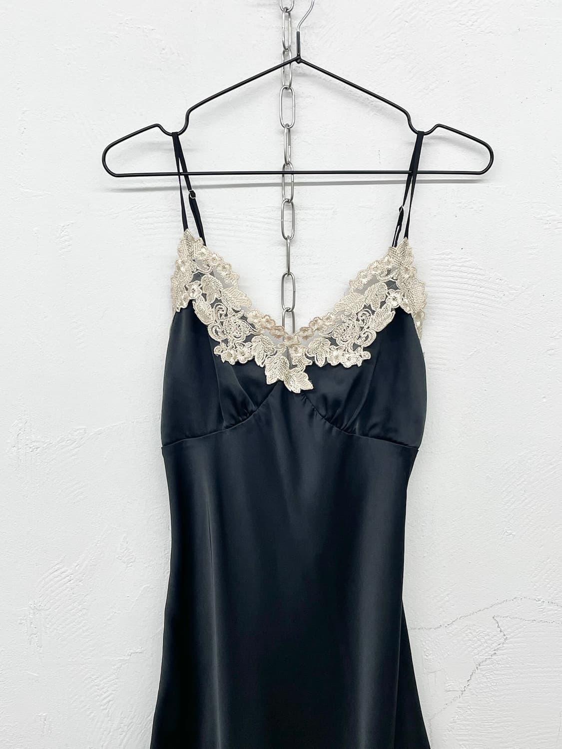 블랙 새틴 레이스 슬립 상품이미지5