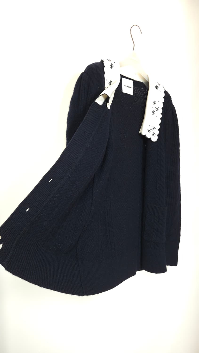 산드로 자수 카라 케이블 울 니트 가디건  1 사이즈 상품이미지9