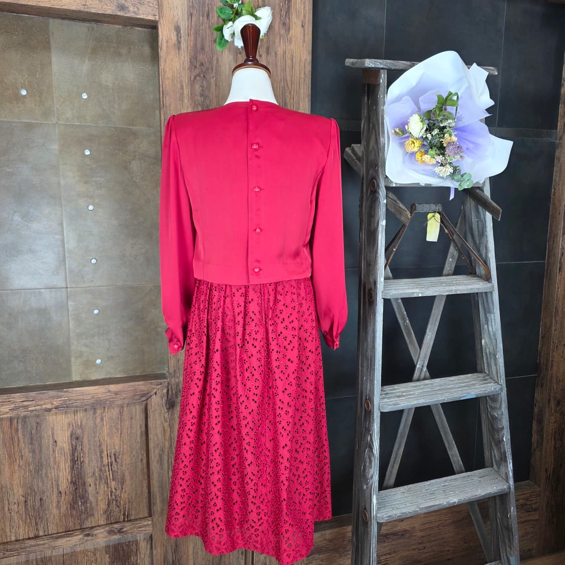 레트로 펀칭자수 롱원피스 상품이미지7