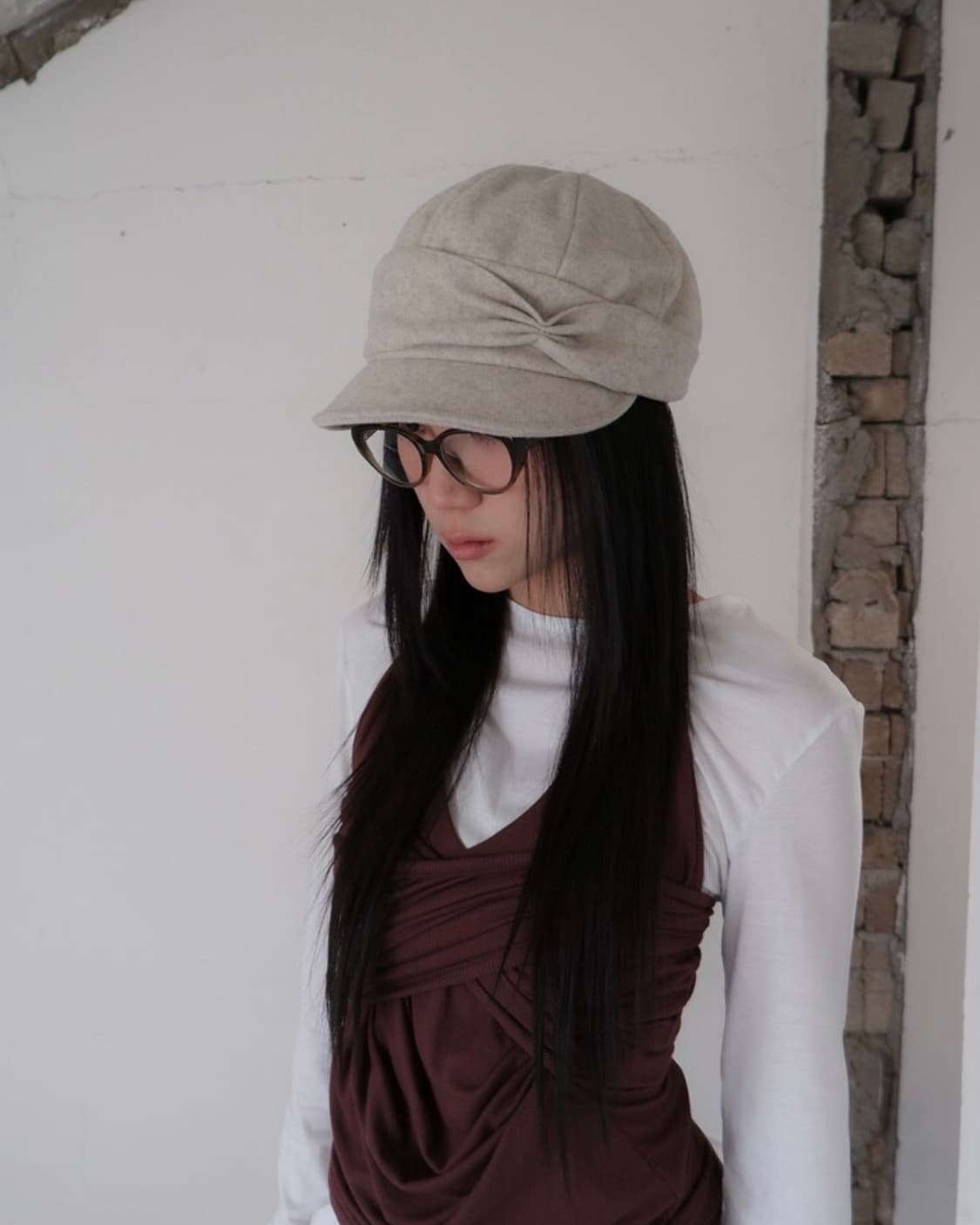 비삼샵 비센사이 셔링 모자 블랙 상품이미지2