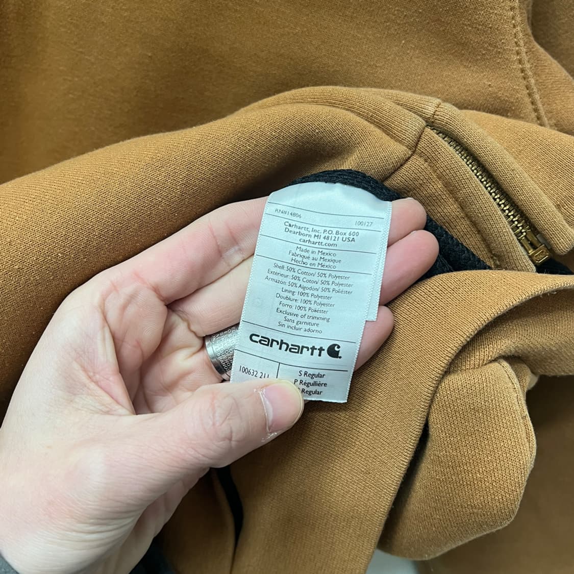 칼하트 써멀 레인디펜더 카멜 헤비 후드 집업 S 상품이미지4