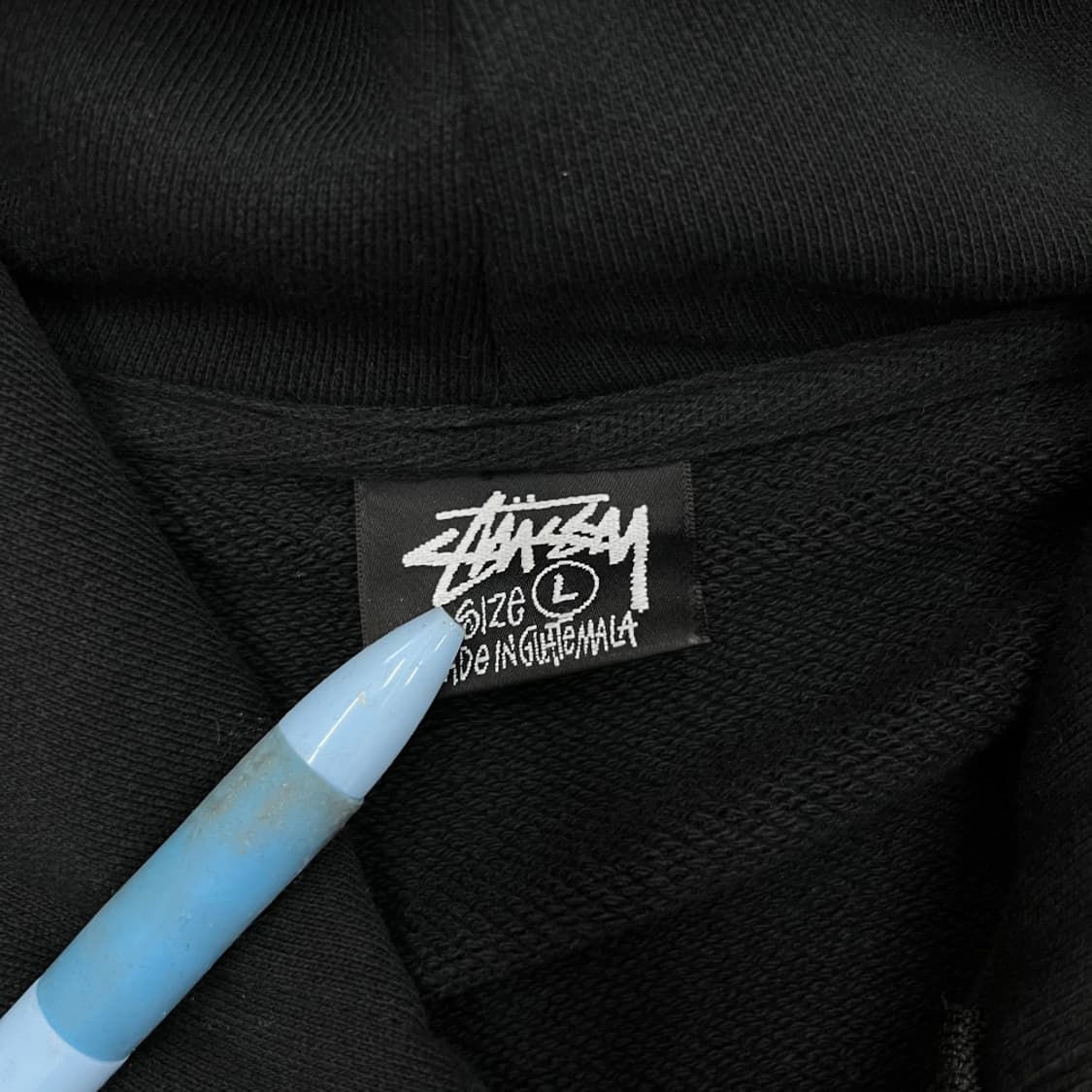 스투시 화이트 로고 블랙 후드집업 L 상품이미지6