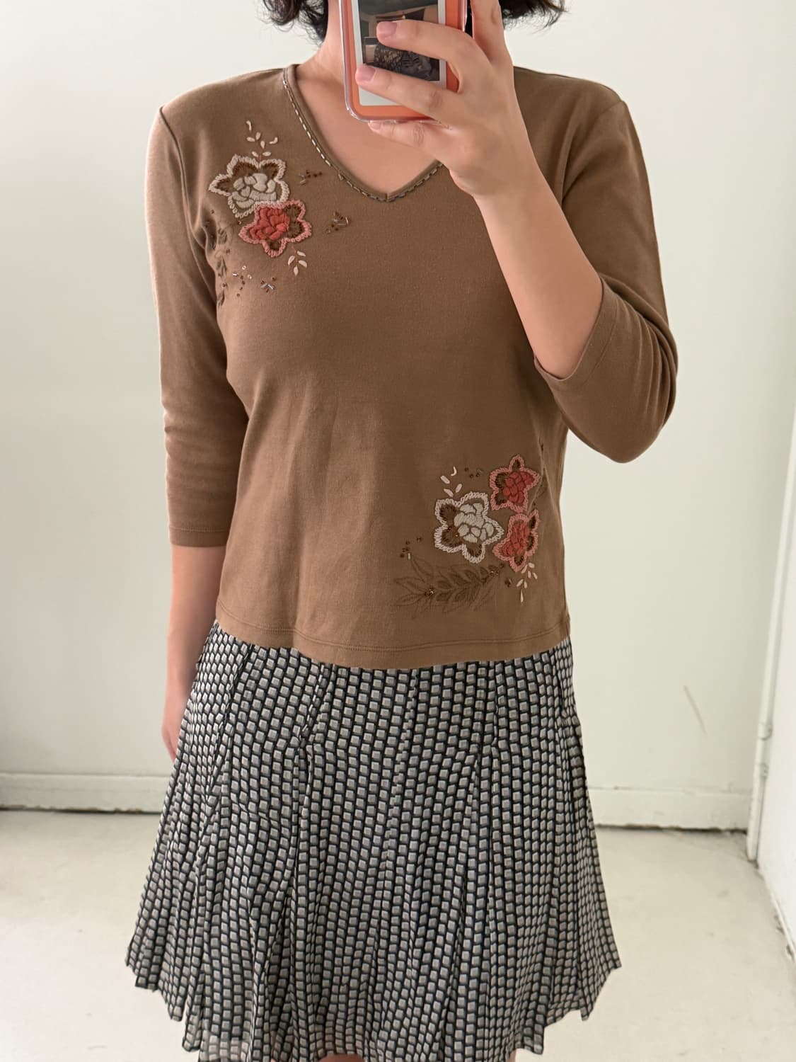 일본빈티지 자수 비즈 브이넥 상품이미지3