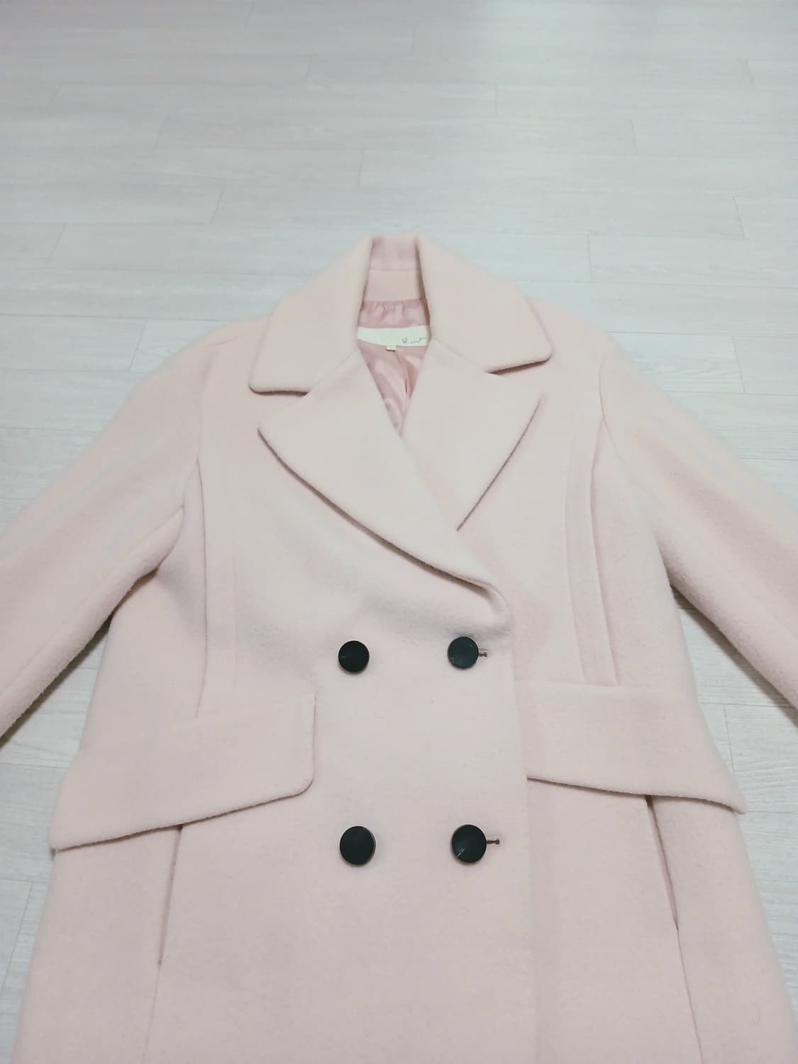 지컷 연핑크 반코트 베이비핑크 딸기우유 코트 상품이미지4