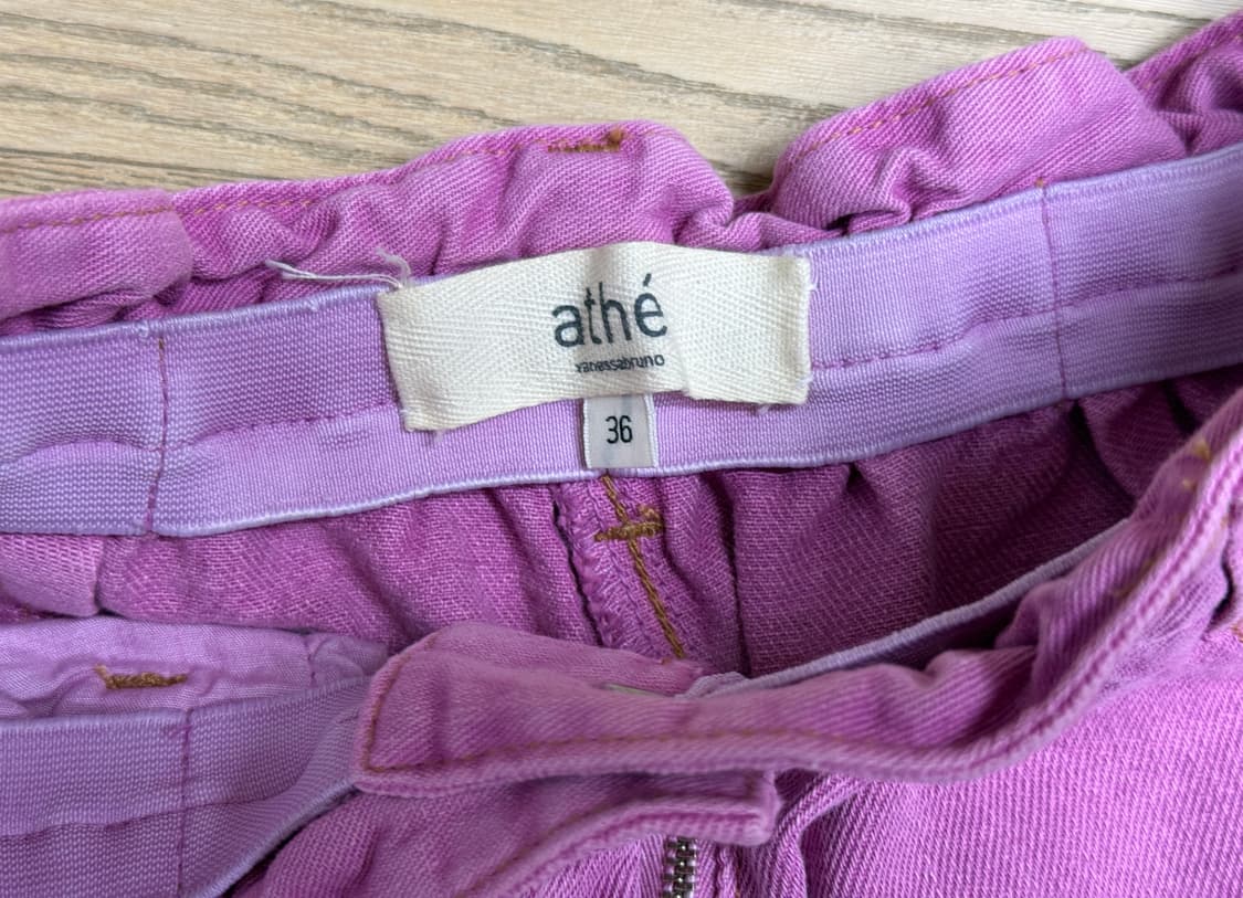 (1회착용) 아떼 바네사브루노 핑크 와이드 밴딩 데님 팬츠 36 상품이미지4