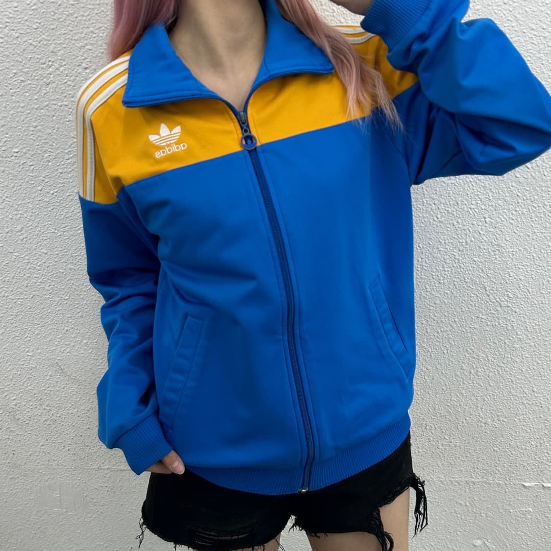 아디다스 옐로우배색 화이트라인 블루 트랙탑 100 상품이미지1