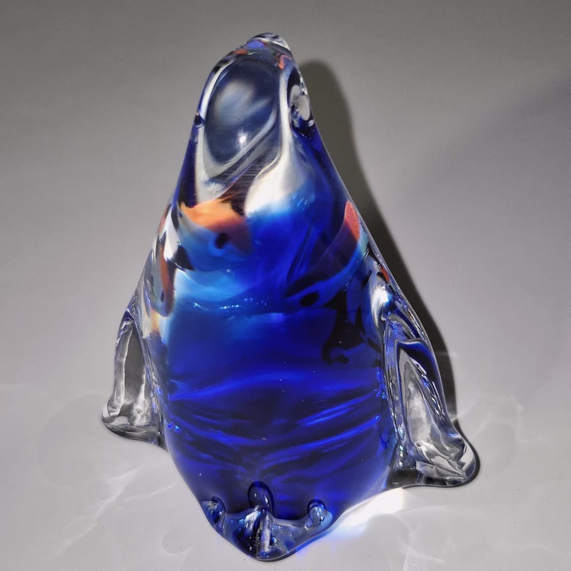 80s 멀티글라스 핸드블로운 펭귄 생선 오브제 상품이미지8