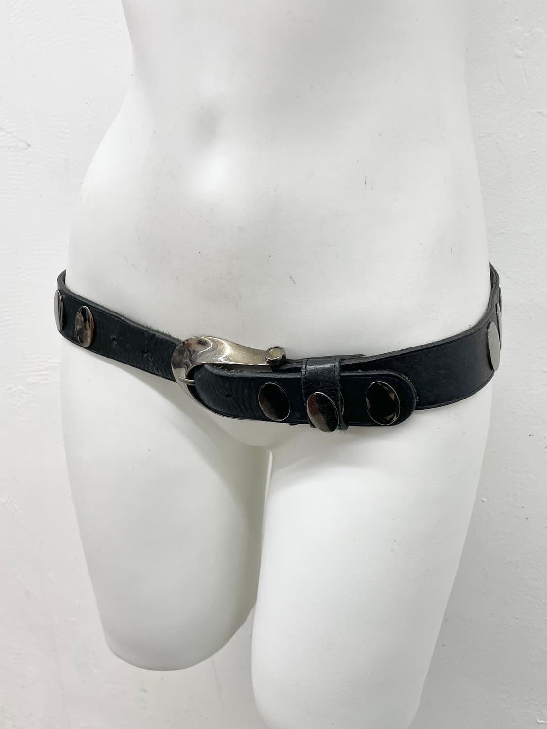 락시크 리얼레더 은장 스터드 버클 벨트 상품이미지2